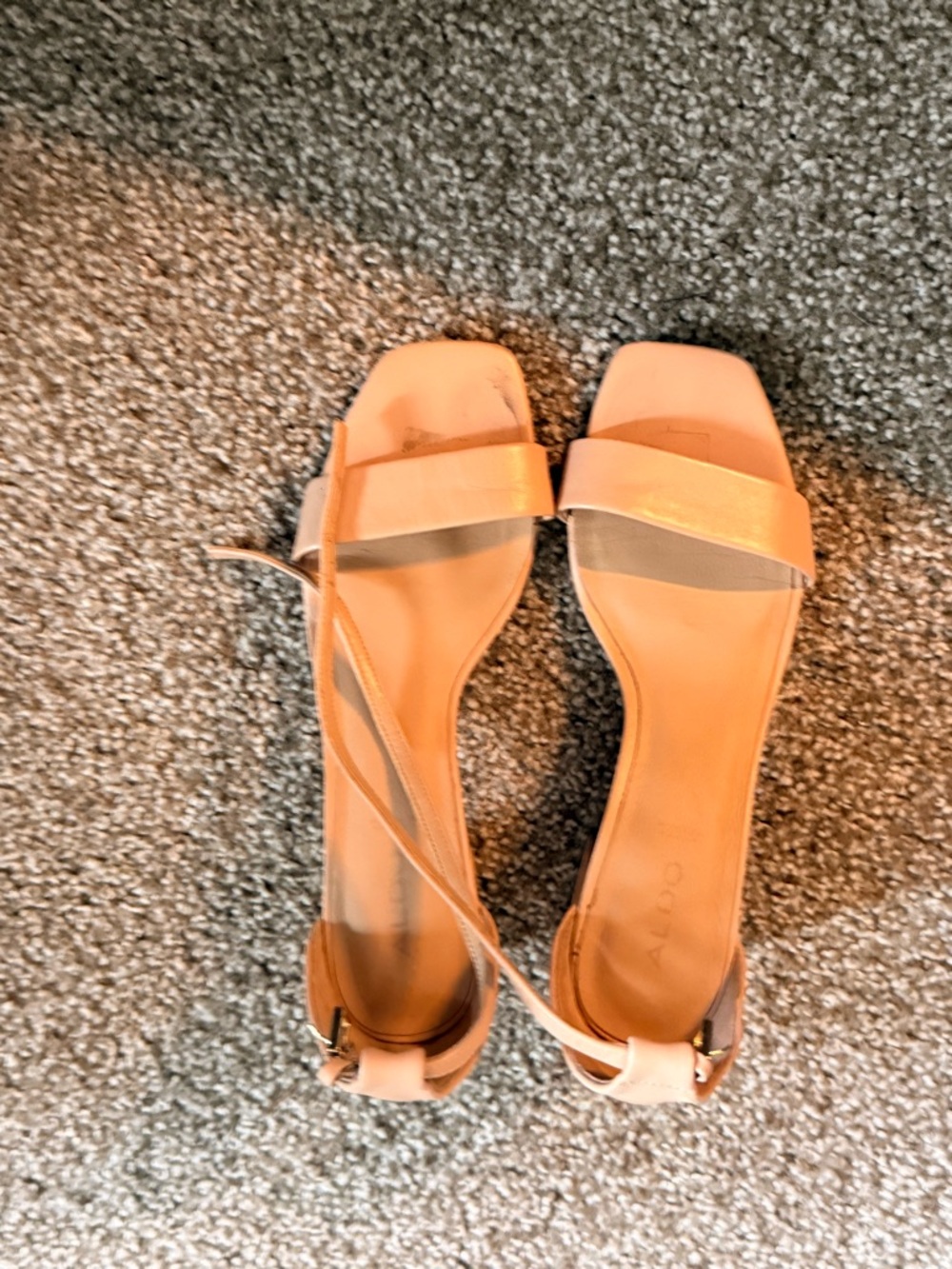 Nude Strappy Block Heel Sandals
